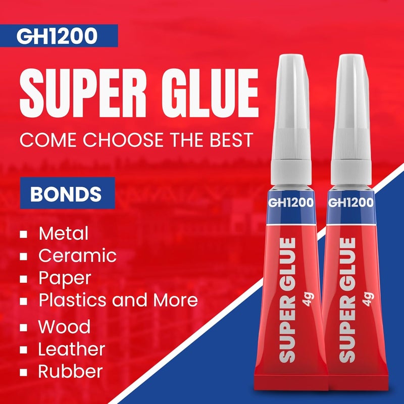 GH1200 -4 Gram x 5 PCs Super Glue for All Purpose - Super Fast, Thick & Strong Adhesive Superglue - Cyanoacrylate Glue for Hard Plastics, DIY Craft, Ceramics, Frame, Leather, Metal Etc - Image 2